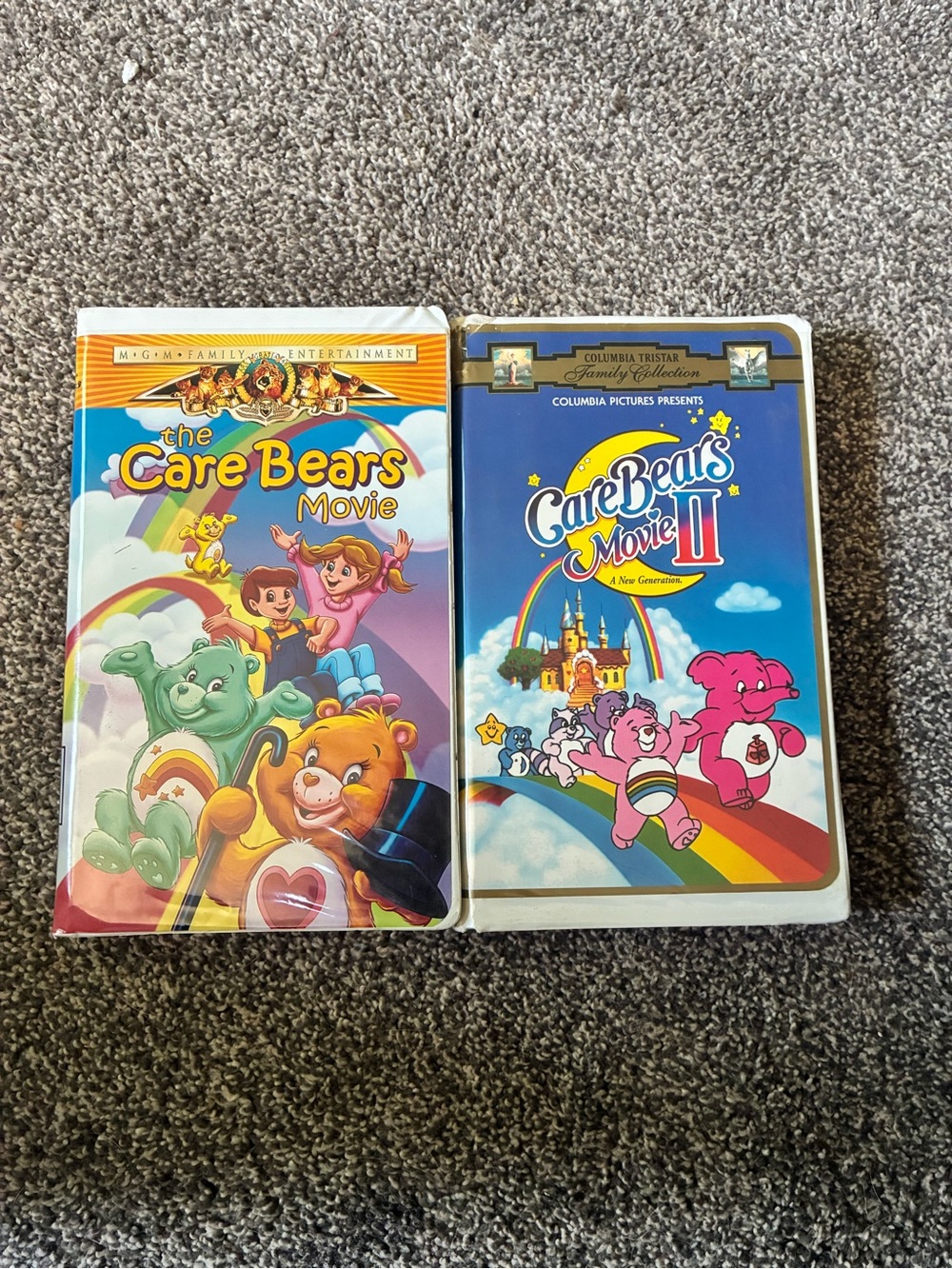 Care Bears Movie & Care Bears Movie II VHS Set - Colorful Rainbow Covers
